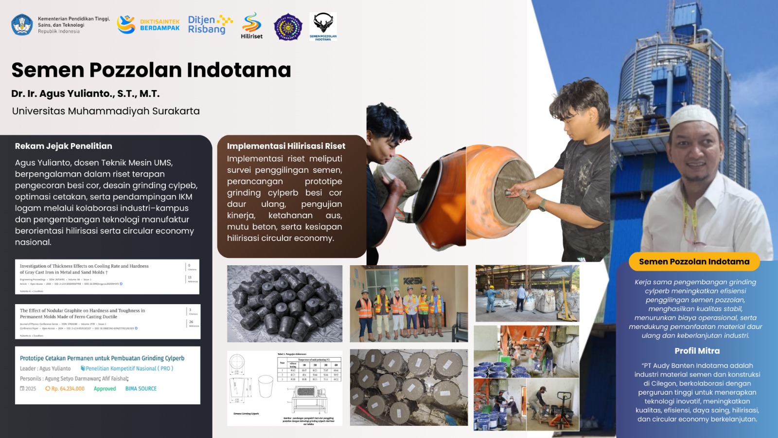 Alat Penggiling Pozzolan Dengan Teknologi Grinding Cylperb Dari Besi Cor Kelabu